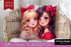 Valentine Girl Pillow Sublimation - BFF Pillow Cover PNG Product Image 1