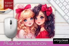 Valentine Girl Mouse Pad Sublimation - BFF Mousepad PNG Product Image 1