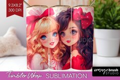 Valentine Girl Tumbler Wrap - BFF Tumbler PNG Sublimation Product Image 1