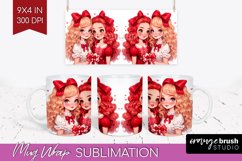 Valentine Girl Mug Wrap - BFF Mug PNG Sublimation Product Image 1