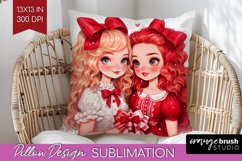 Valentine Girl Pillow Sublimation - BFF Pillow Cover PNG Product Image 1