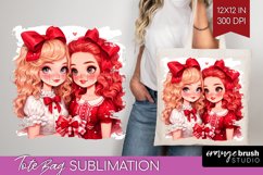 Valentine Girl Tote Bag - BFF Tote Bag PNG Sublimation Product Image 1