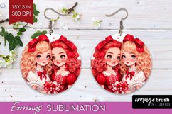 Valentine Girl Round Earrings - BFF PNG Sublimation Product Image 1