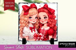 Valentine Girl Slate PNG - BFF Square Slate Sublimation Product Image 1