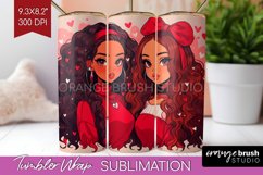 Valentine Girl Tumbler Wrap - BFF Tumbler PNG Sublimation Product Image 1