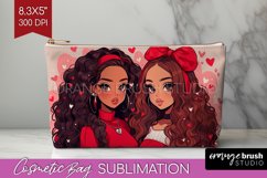 Valentine Girl Cosmetic Bag - BFF Makeup Bag PNG Sublimation Product Image 1
