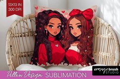 Valentine Girl Pillow Sublimation - BFF Pillow Cover PNG Product Image 1