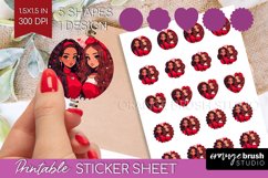 Valentine Girl Round Sticker - BFF Printable Sticker Sheet Product Image 1