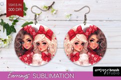 Valentine Girl Round Earrings - BFF PNG Sublimation Product Image 1