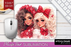 Valentine Girl Mouse Pad Sublimation - BFF Mousepad PNG Product Image 1