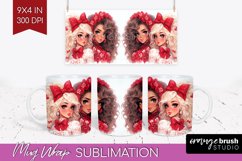 Valentine Girl Mug Wrap - BFF Mug PNG Sublimation Product Image 1