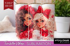 Valentine Girl Tumbler Wrap - BFF Tumbler PNG Sublimation Product Image 1