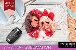 Valentine Girl Car Coaster - BFF Coaster PNG Sublimation Product Image 1