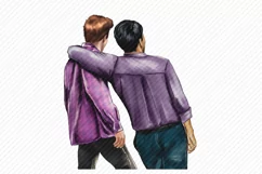 Men of different skin colors.2 best friends,rear view Product Image 5