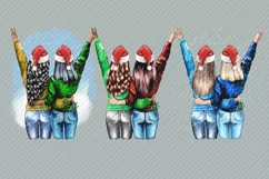 Best Friends Santa Hat Clipart Rear View Family Christmas Product Image 2