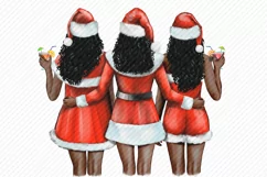 Best Friends in Santa Hat Christmas Girl African American Product Image 4