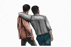 Men of different skin colors.2 best friends,rear view Product Image 2