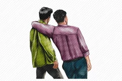 Men of different skin colors.2 best friends,rear view Product Image 4
