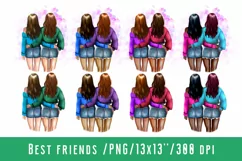 Best Friends Girl Clipart African American European Woman Product Image 1