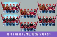 Best Friends Rear View Clipart Family Christmas Santa Hat Product Image 1