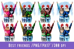 Best Friends Santa Hat Clipart Rear View Family Christmas Product Image 1