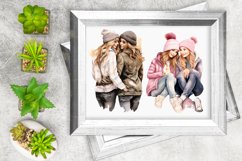 Best Friends Couple Watercolor Sublimation Clipart Product Image 2