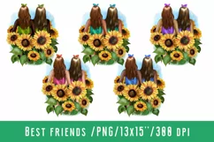 Best Friends Girl Clipart African American European Woman Product Image 1