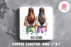 Best Friend Square Coaster, Coffee Square Coaster Sublimation Png, Square Coaster Png