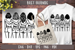 Best friends svg | Girlfriend Black and white clipart Product Image 1