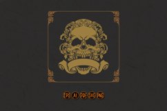 Elegant skull badge flourish with vintage ribbon SVG Product Image 1