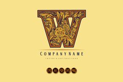 Elegant monogram W floral engraving ornament Product Image 3