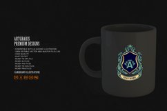 Green shield crown badge with classic ribbon illustration Product Image 3