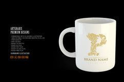 Flourish style elegant gold engraved P monogram letter logo Product Image 4