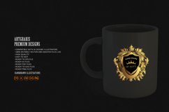 Gold shield crown badge with classic ribbon illustration Product Image 2