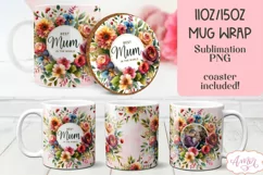 Best Mum Photo Mug Sublimation Design | Mother's Day Mug PNG Product Image 1
