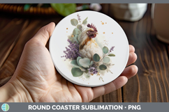 GorgeousBest Sellers 01 Lavender and Eucalyptus Round Coaster design.