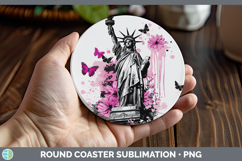 GorgeousBest Sellers 05 Pink Drips Round Coaster design.