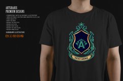 Green shield crown badge with classic ribbon illustration Product Image 4