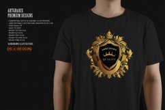 Gold shield crown badge with classic ribbon illustration Product Image 3