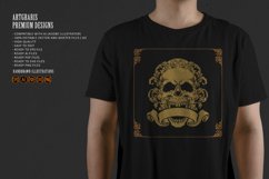 Elegant skull badge flourish with vintage ribbon SVG Product Image 3