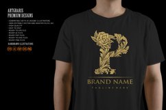 Flourish style elegant gold engraved P monogram letter logo Product Image 6