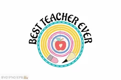 Best Teacher Ever Teacher Rainbow SVG PNG T-shirt Design Product Image 1