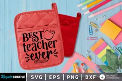 Best teacher ever SVG, Teacher Pot Holder SVG Design Product Image 1