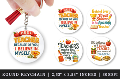 Best Teacher round keychain pintable sublimation design png Product Image 1