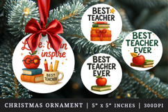 Best Teacher round ornaments sublimation design Product Image 1
