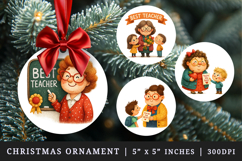 Best Teacher round ornaments sublimation design Product Image 1