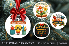 Best Teacher round ornaments sublimation design Product Image 1