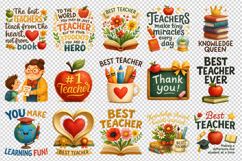 Best Teacher clipart printable sublimation bundle png Product Image 2