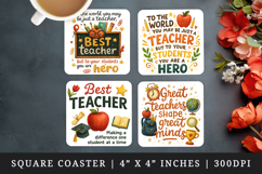 Best Teacher square coaster sublimation, coasters design Product Image 1