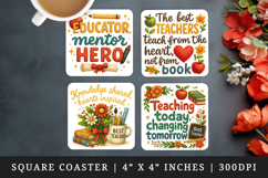 Best Teacher square coaster sublimation, coasters design Product Image 1